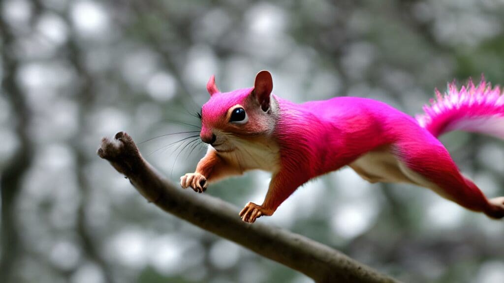 why are squirrels so jumpy - hot pink squirrel