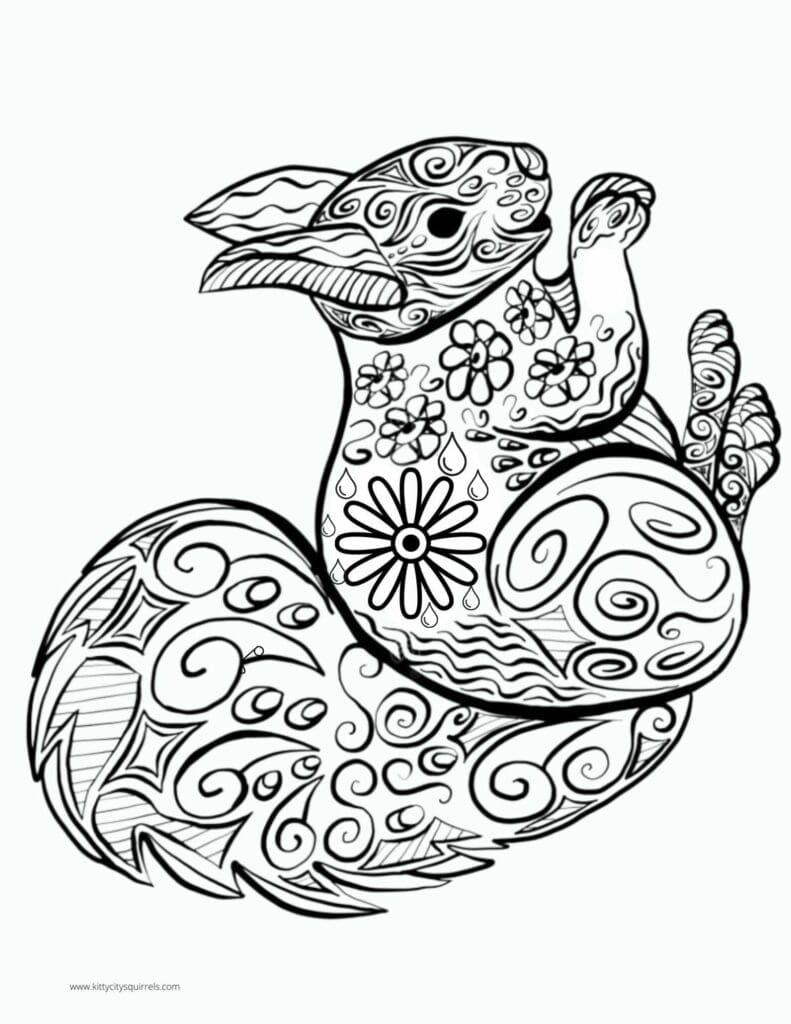 Squirrel Coloring Pages - squirrel Zentangle 