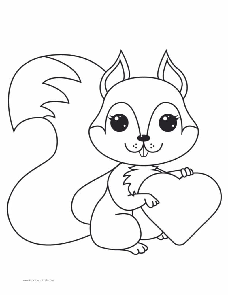Squirrel Coloring Pages squirrel and heart