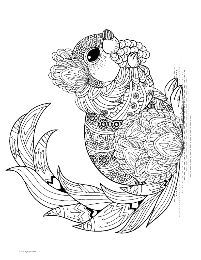 Squirrel Coloring Pages - squirrel acorn zentangle