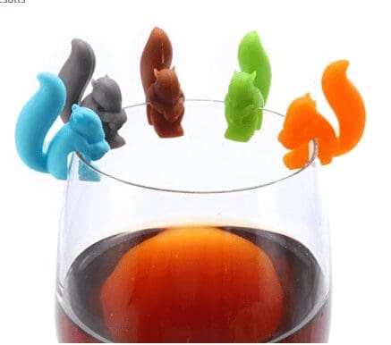 squirrel themed gifts - wine glass charms