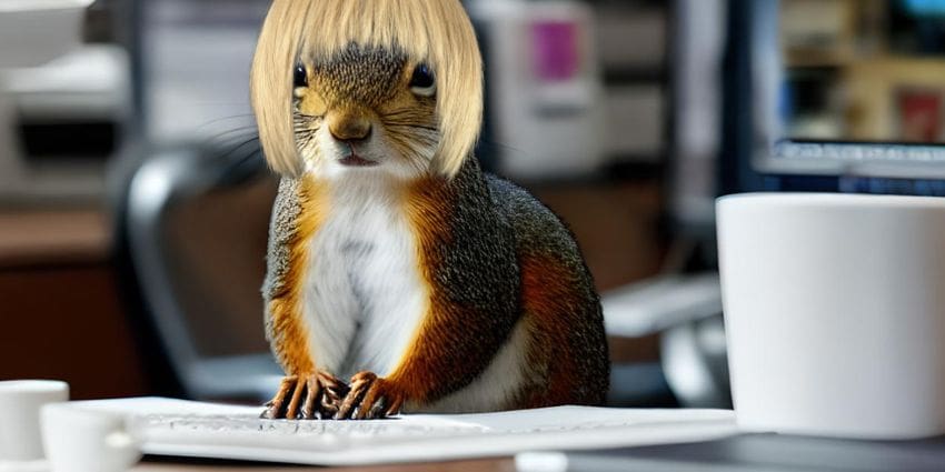 blonde squirrels - squirrel sitting at desk