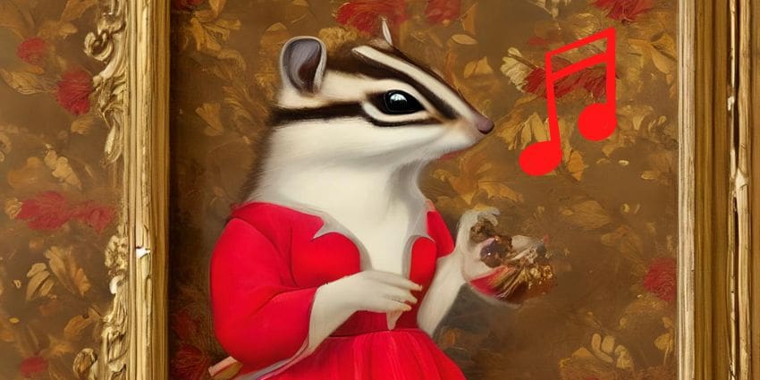 what sound does a chipmunk make - chipmunk in a red dress