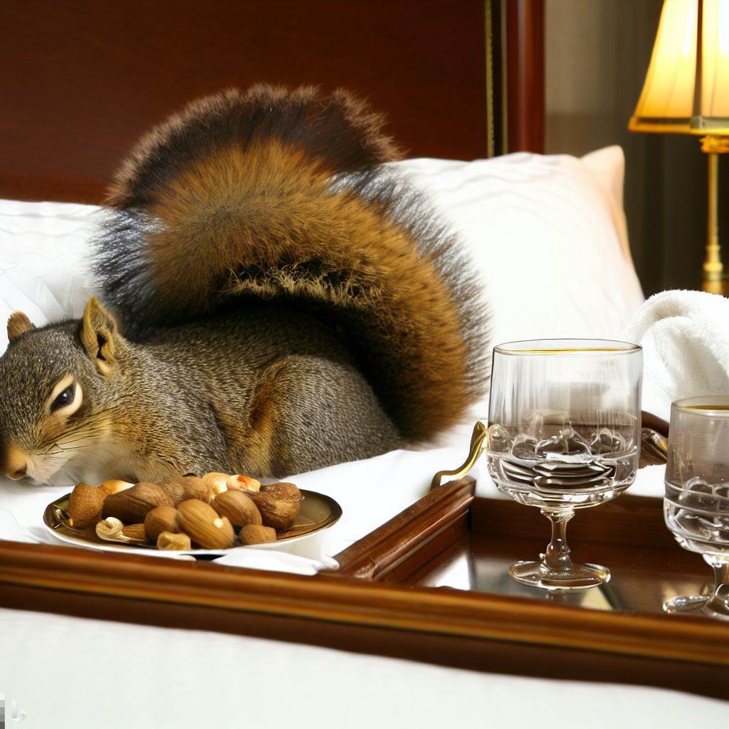 splooting squirrels a squirrel sleeping on a hotel bed