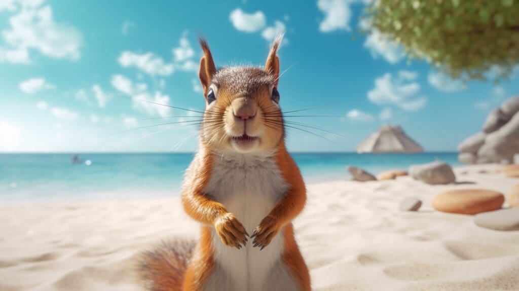 squirrel behavior - squirrel on a sunny beach