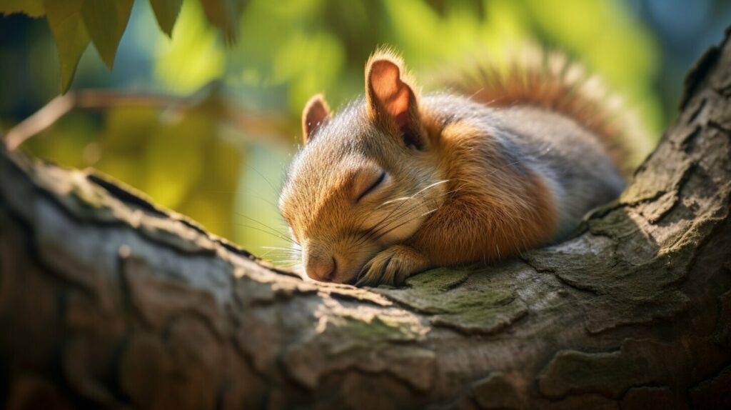 Squirrel Sleeping with Eyes Open