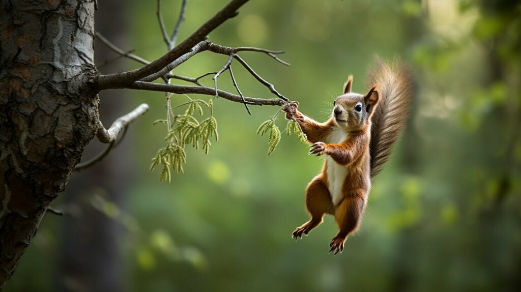 Squirrel acrobatics