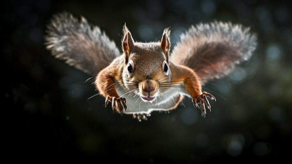 Squirrel gliding with patagium