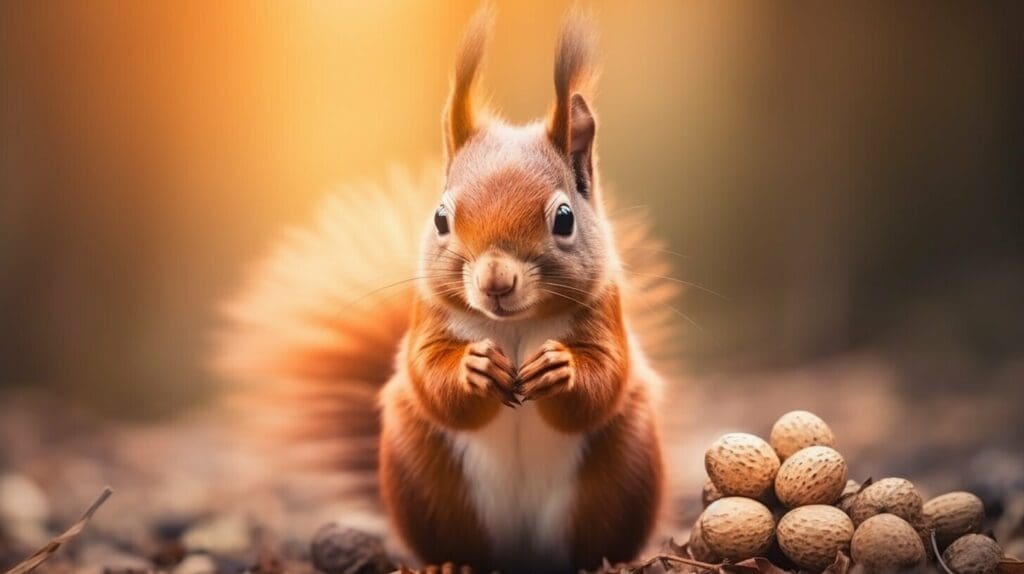 Squirrel holding a hazelnut