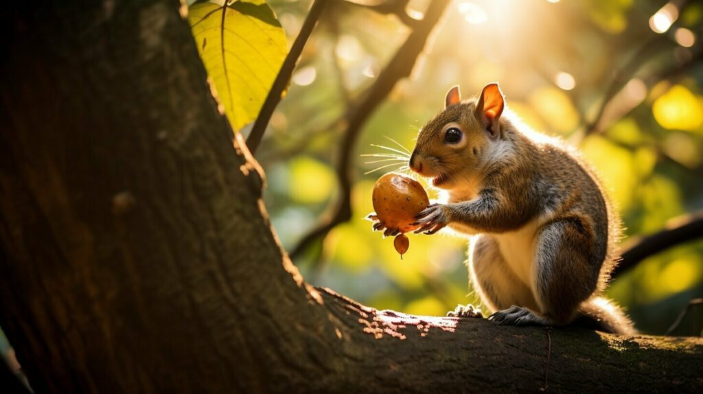 squirrel eating a brazil nut