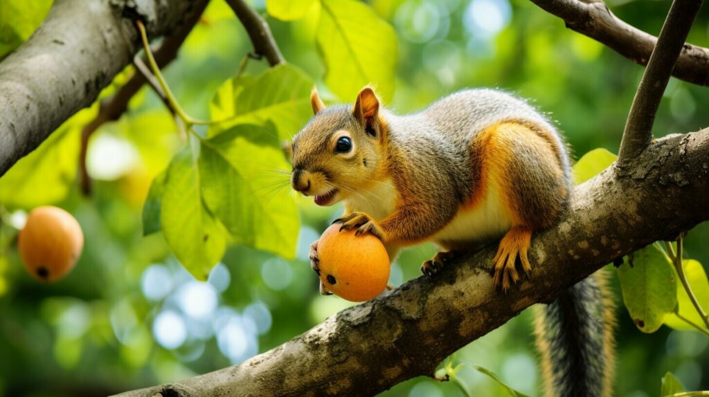 squirrel eating pumpkin seeds