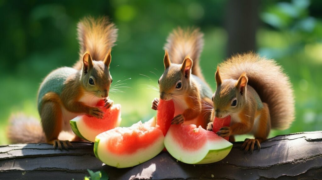squirrels eating a nut