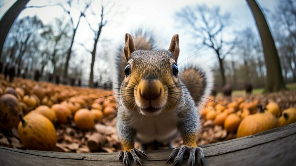 squirrel looking directly into the camera