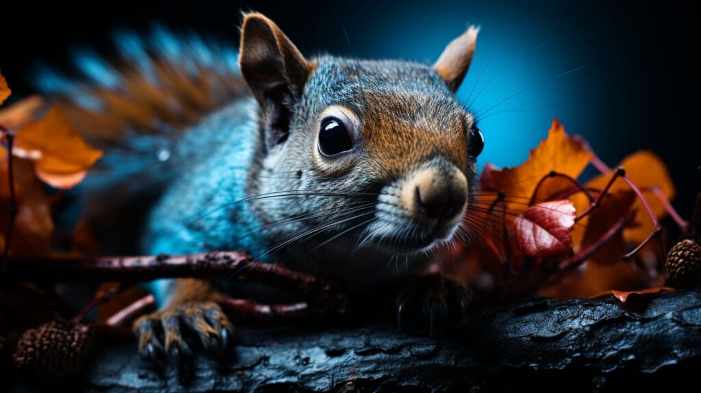 squirrel lying in the leaves
