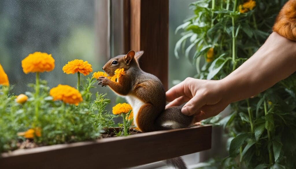 Protecting marigolds from squirrels